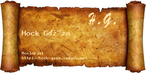 Hock Géza névjegykártya