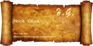 Hock Géza névjegykártya
